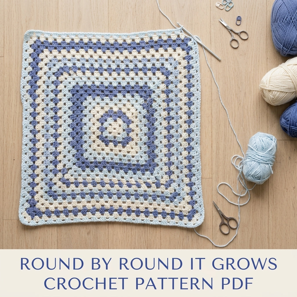 Blue Granny Square Baby Blanket Crochet Pattern PDF – Easy Giant Granny