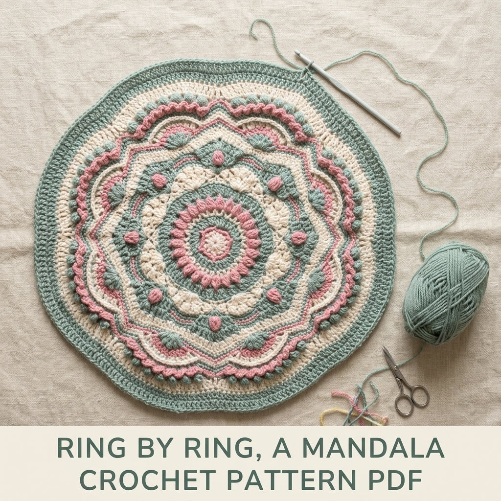Sage Salmon Overlay Mandala Blanket Crochet Pattern PDF – Textured Mandala Throw