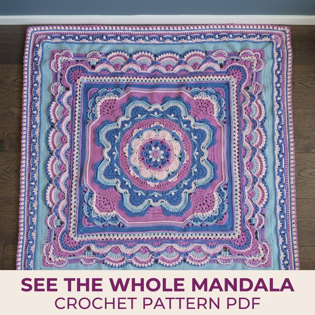 Overlay Mandala Blanket Crochet Pattern PDF – Textured Mandala Afghan