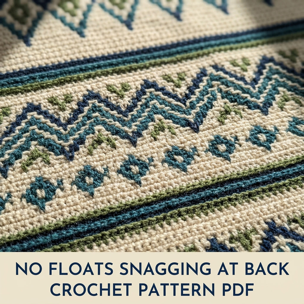 Geometric Stripe Mosaic Crochet Blanket Pattern PDF – Navy, Teal and Green Throw with Diamonds and Zigzags