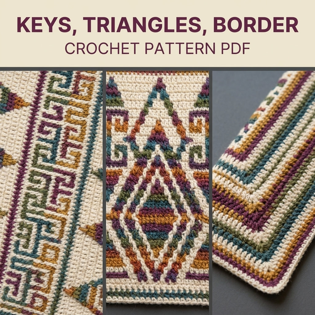 Geometric Mosaic Crochet Afghan Pattern PDF – Multicolour Throw Blanket