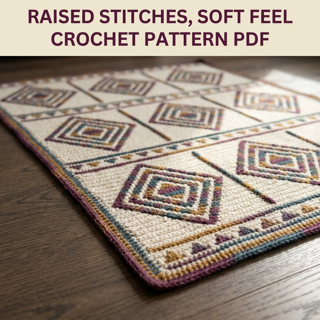Diamond Mosaic Crochet Afghan Pattern PDF – Modern Geometric Throw Blanket