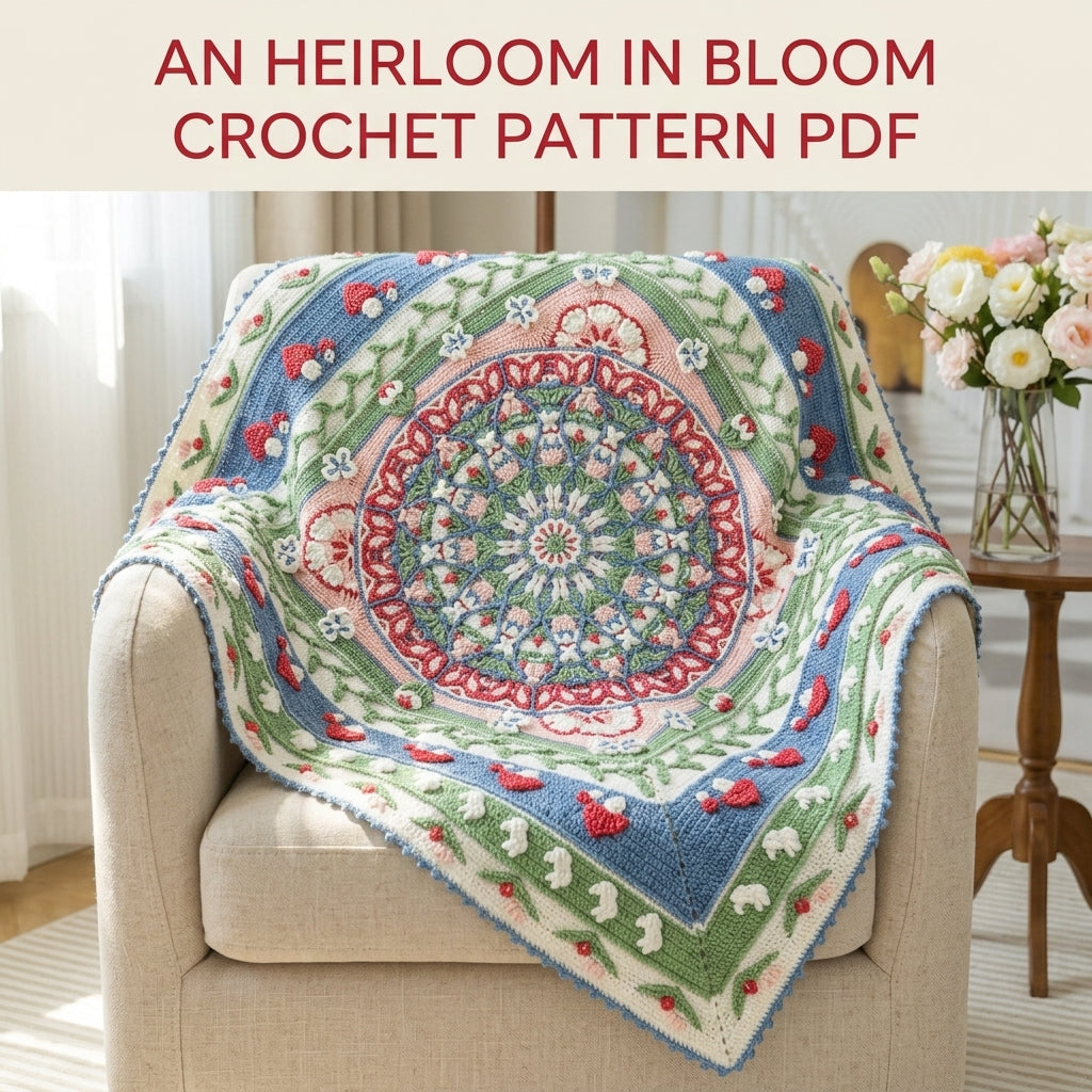 Strawberry Garden Overlay Mandala Blanket Crochet Pattern PDF – Strawberry and Flower Borders