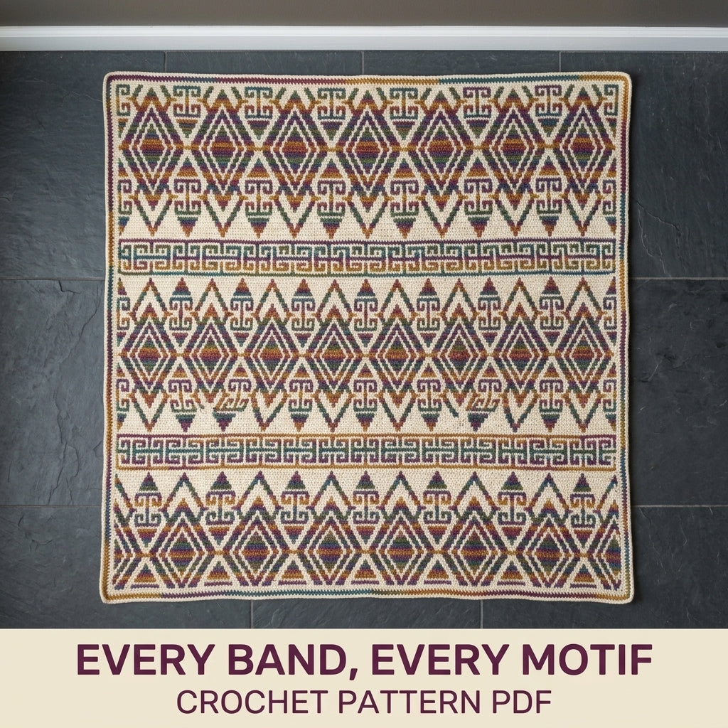 Geometric Mosaic Crochet Afghan Pattern PDF – Multicolour Throw Blanket