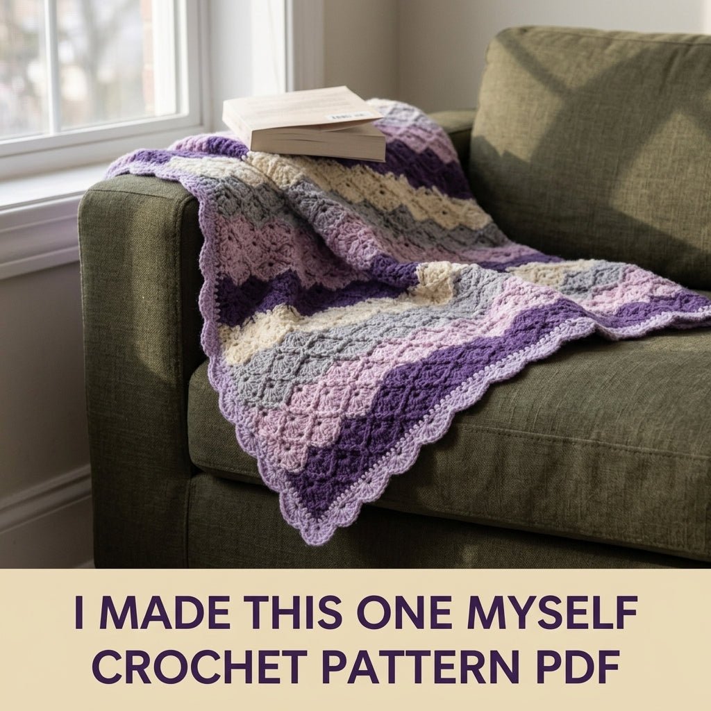 Shell Stitch Crochet Blanket Pattern PDF – Easy Purple Throw with Scalloped Border