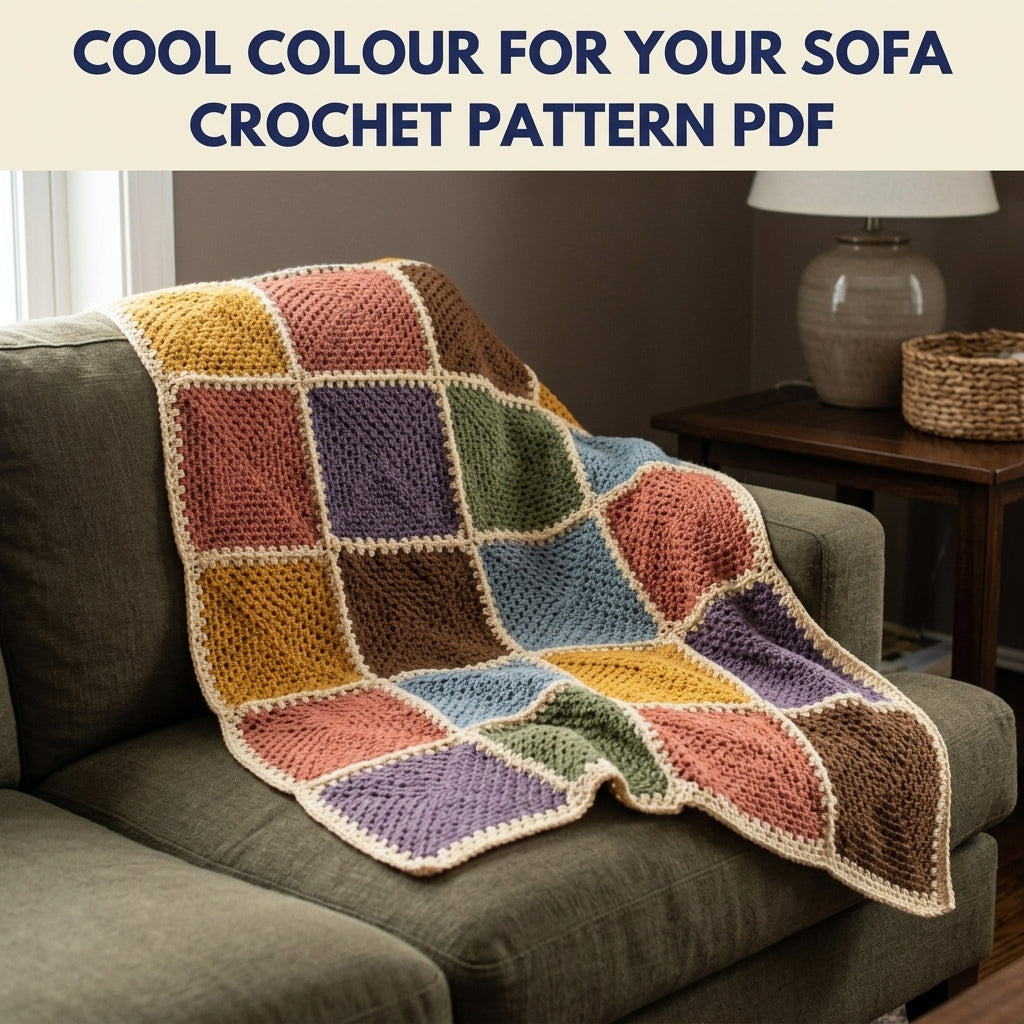 Earthy Granny Patchwork Blanket Crochet Pattern PDF – Solid Granny Square Throw in Autumn Colours