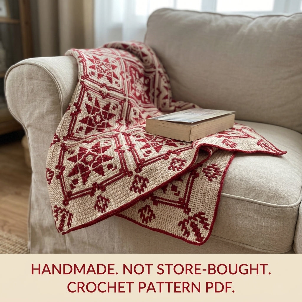Red Star Sampler Mosaic Blanket Crochet Pattern PDF – Two Colour Mosaic Squares