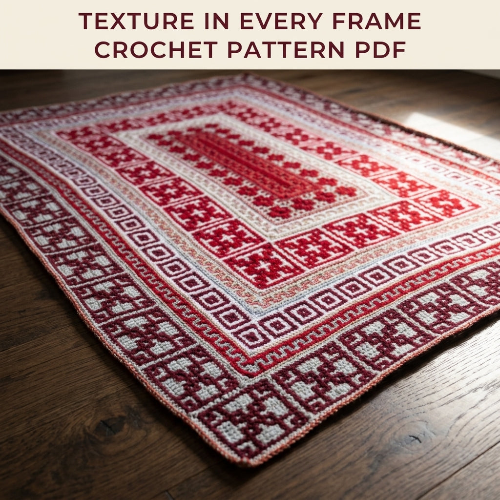 Red Rug Mosaic Blanket Crochet Pattern PDF – Mosaic in the Round Rug Style Throw