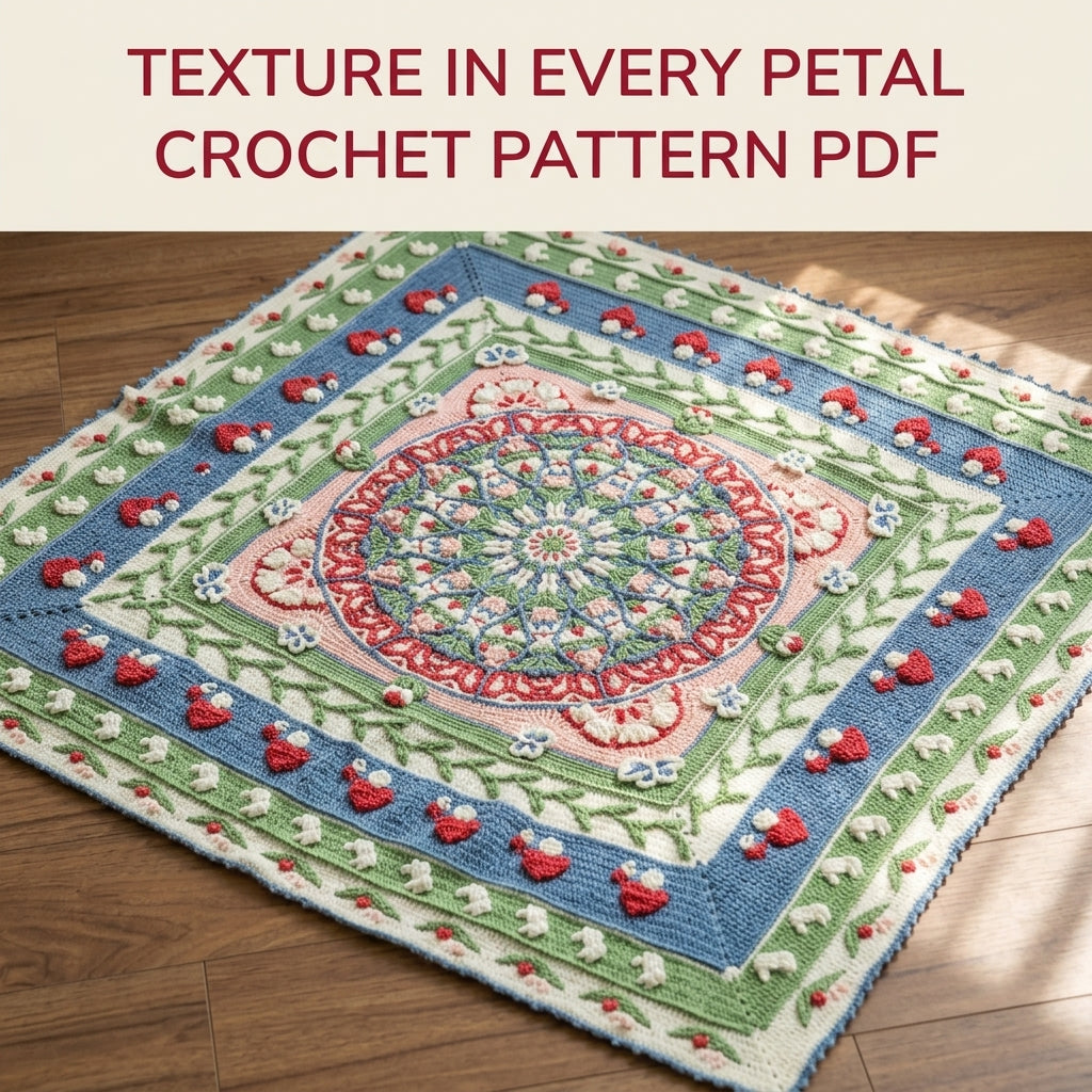Strawberry Garden Overlay Mandala Blanket Crochet Pattern PDF – Strawberry and Flower Borders