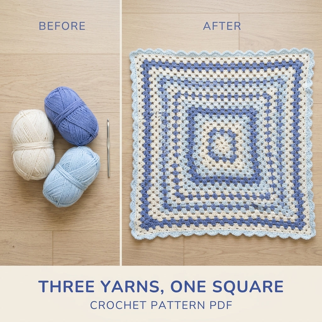 Blue Granny Square Baby Blanket Crochet Pattern PDF – Easy Giant Granny