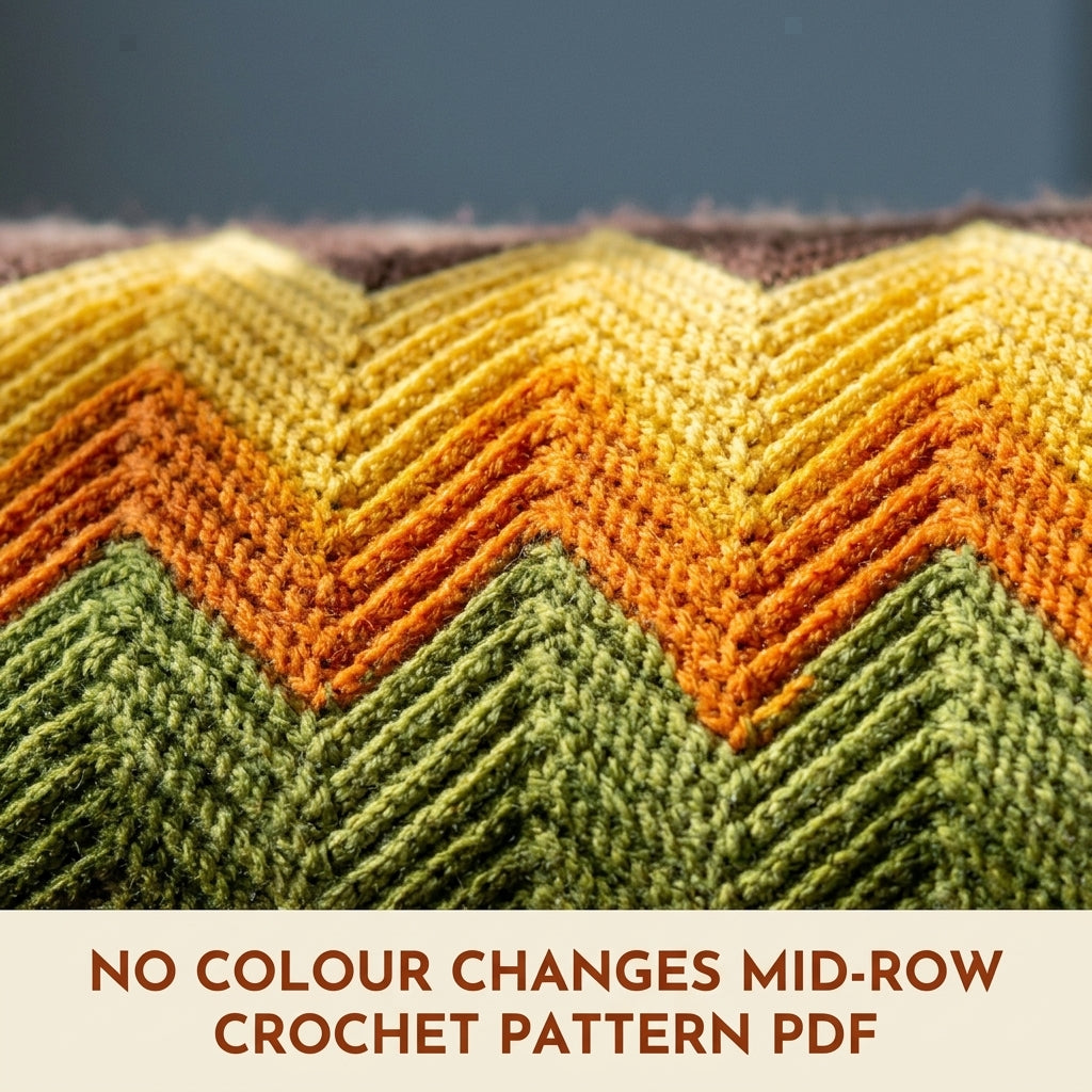 Retro Ripple Crochet Blanket Pattern PDF – Seventies Chevron Stripe Throw with Fringe