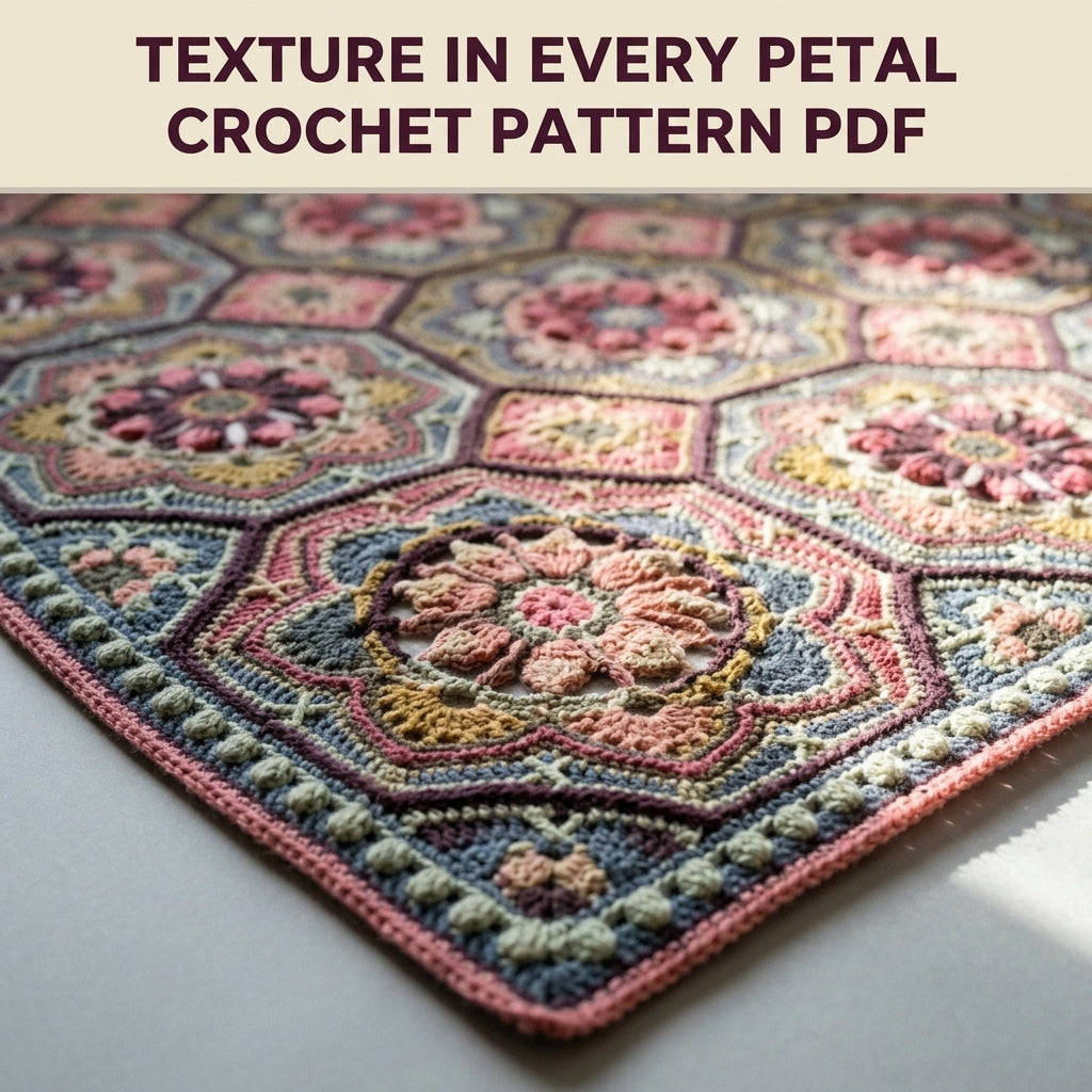 Tiled Flower Medallion Crochet Blanket Pattern PDF – Octagon Motif Throw in Vintage Pinks