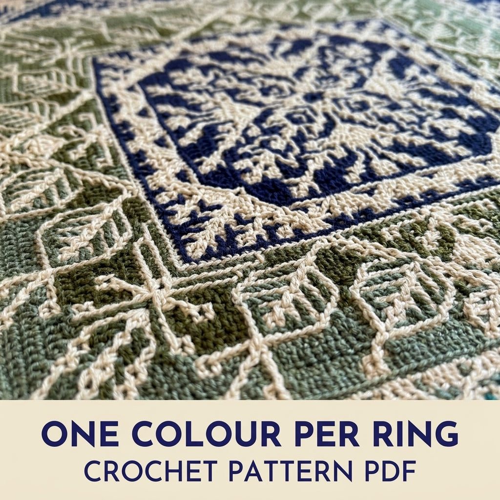 Mosaic Medallion Square Blanket Crochet Pattern PDF – Mosaic in the Round Throw