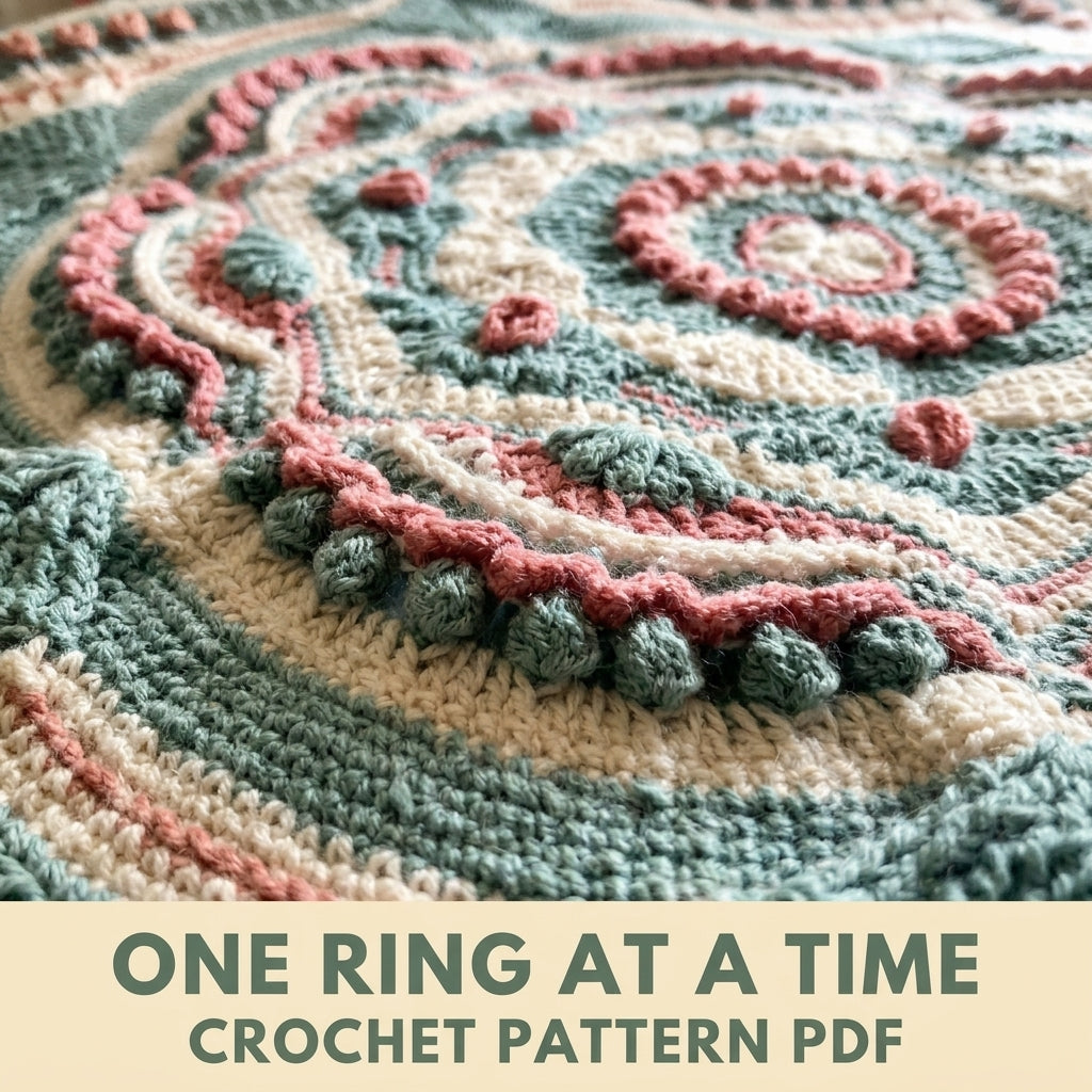 Sage Salmon Overlay Mandala Blanket Crochet Pattern PDF – Textured Mandala Throw