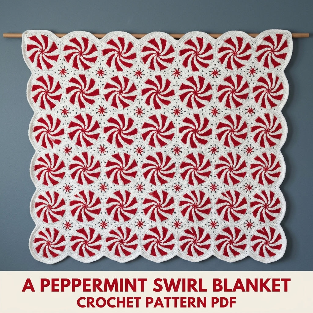 Peppermint Swirl Blanket Crochet Pattern PDF – Christmas Candy Afghan