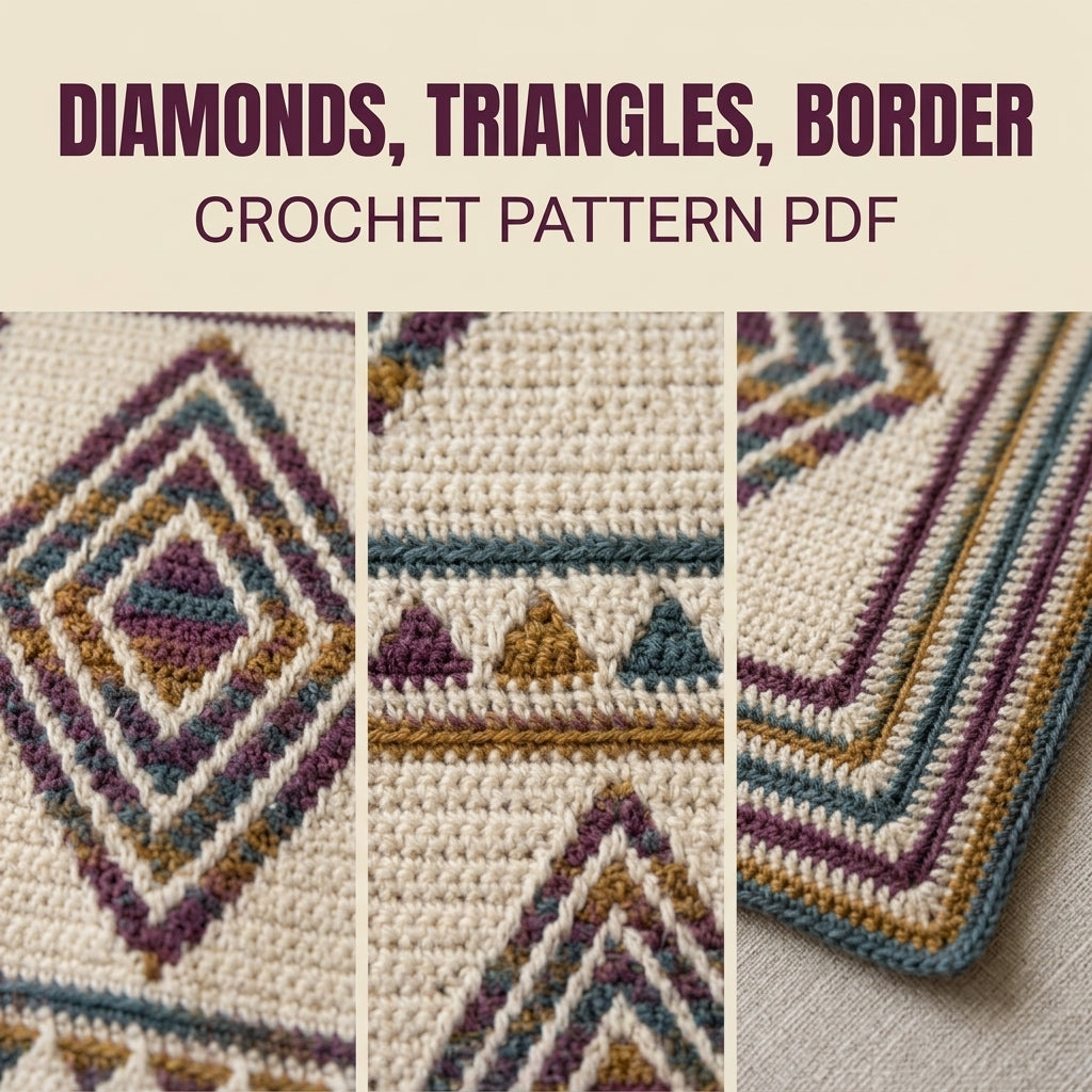 Diamond Mosaic Crochet Afghan Pattern PDF – Modern Geometric Throw Blanket