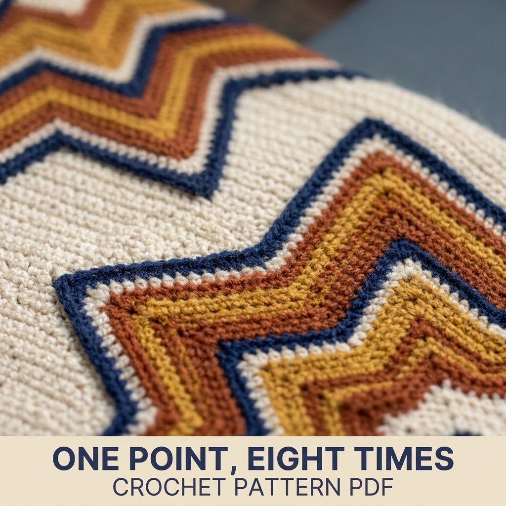 Star Tapestry Crochet Blanket Pattern PDF – Nested Eight-Point Star Throw in Navy, Rust and Mustard