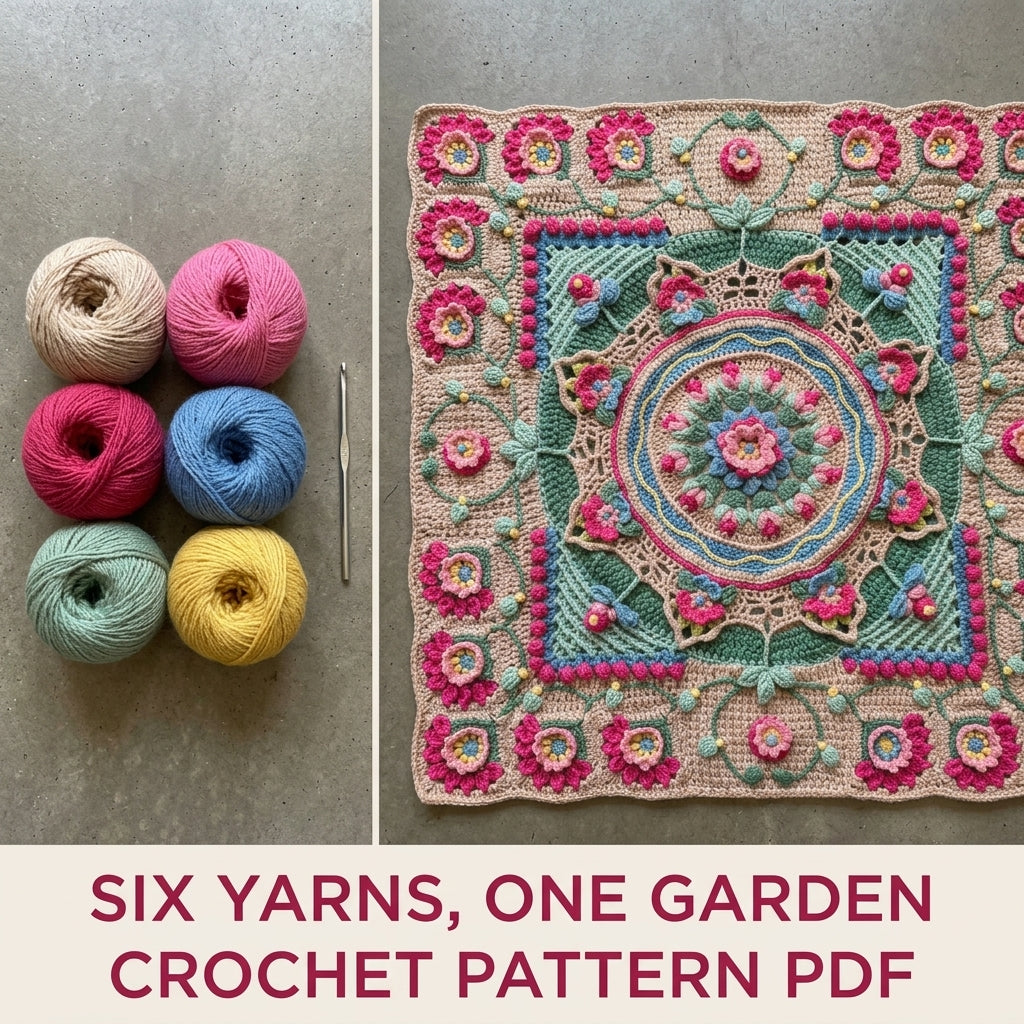 Rose Garden Overlay Blanket Crochet Pattern PDF – Raised Roses Mandala Throw