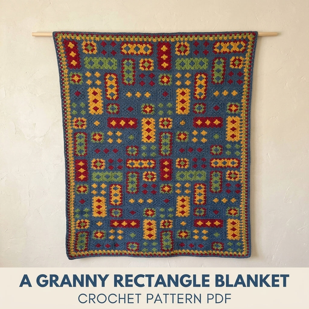Granny Rectangle Blanket Crochet Pattern PDF – Retro Granny Afghan