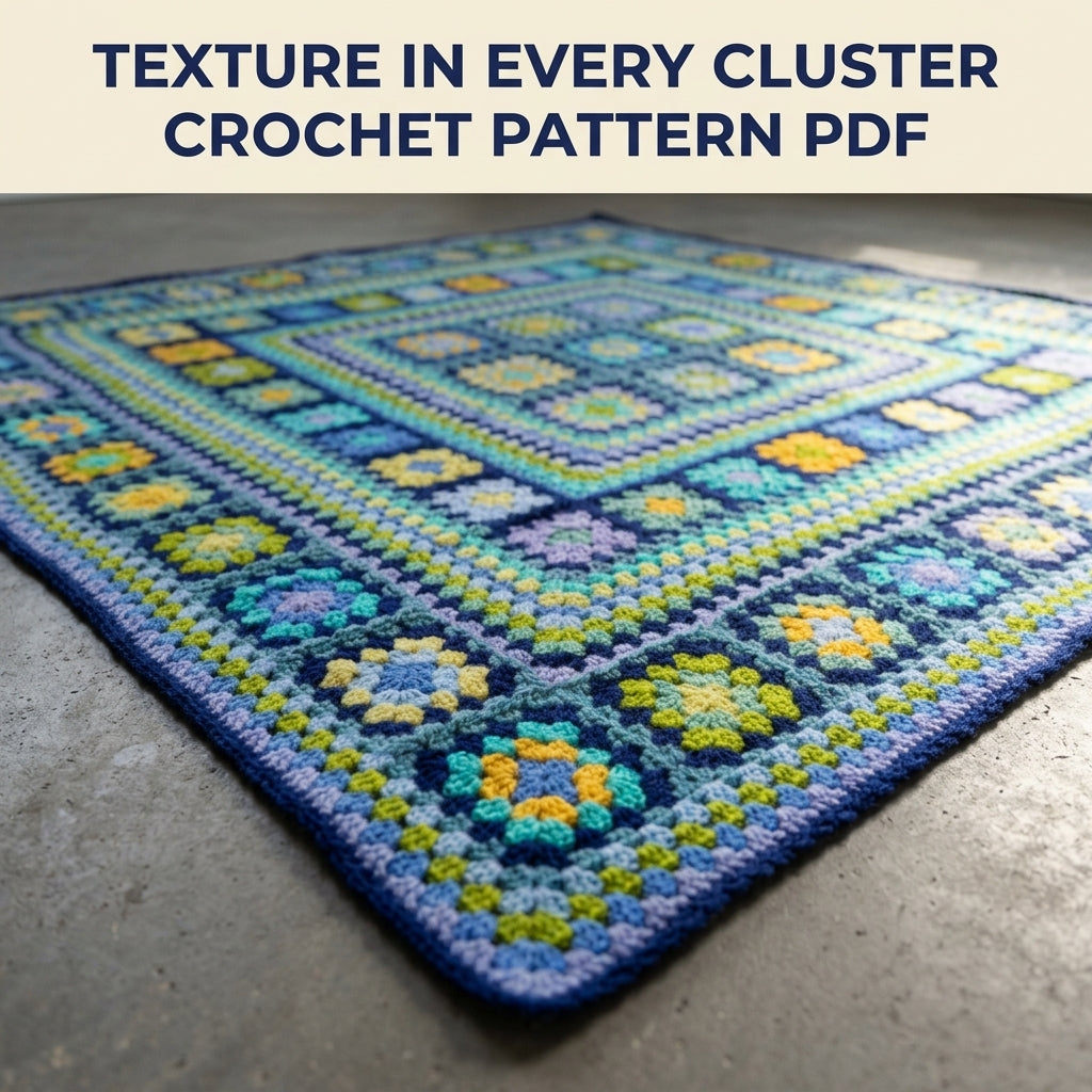 Ocean Granny Medallion Blanket Crochet Pattern PDF – Granny Square Throw in Blue and Green