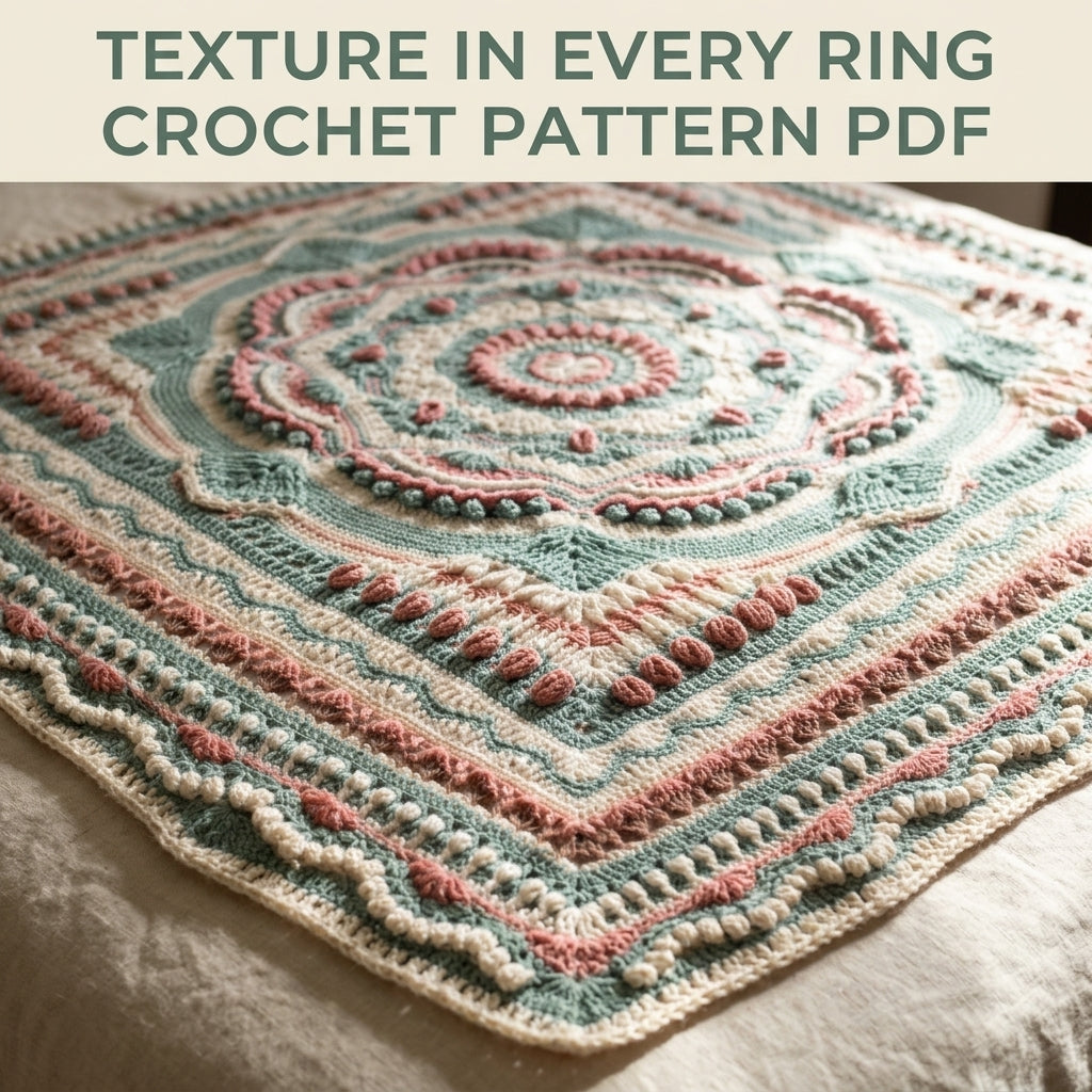 Sage Salmon Overlay Mandala Blanket Crochet Pattern PDF – Textured Mandala Throw