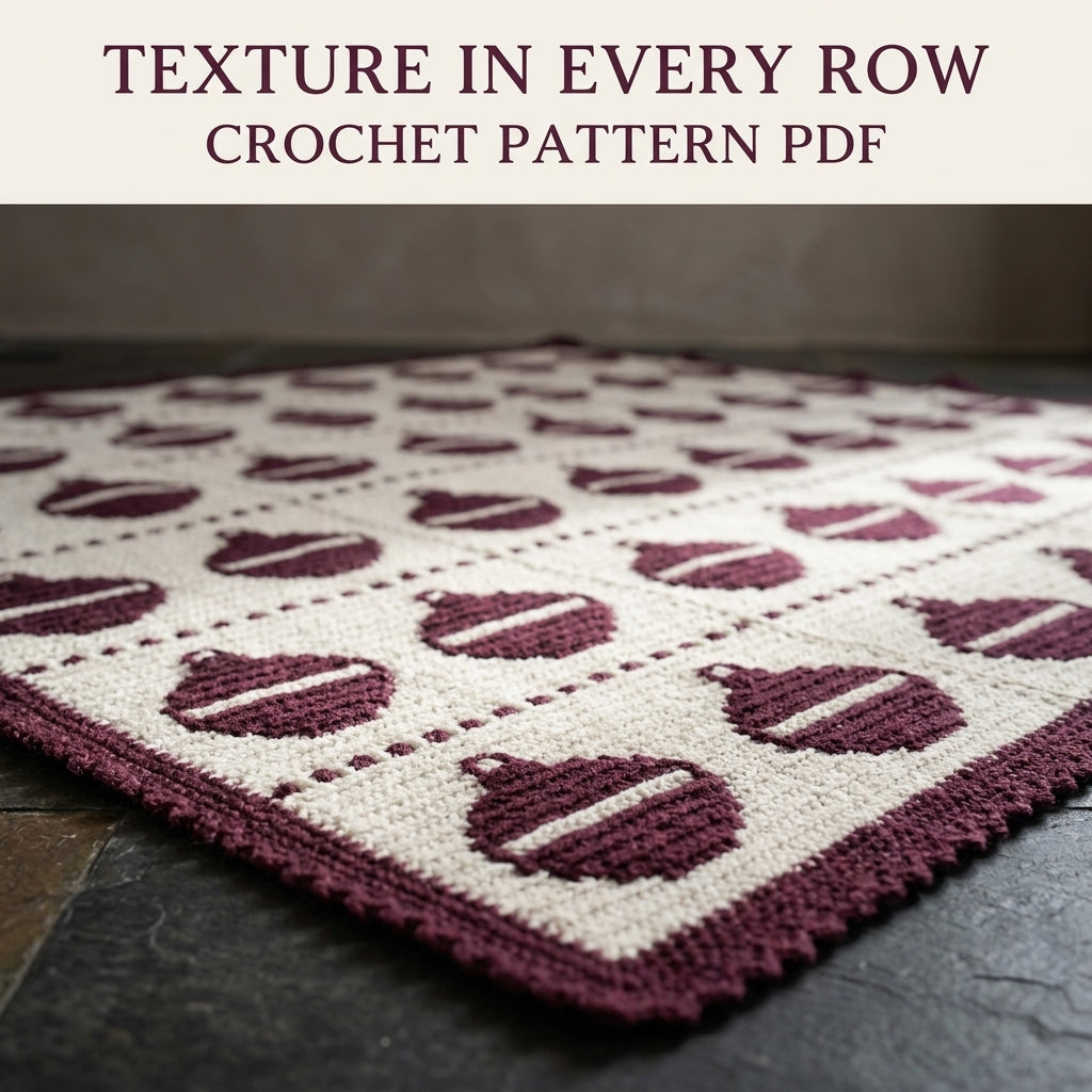 Christmas Ornament Crochet Blanket Pattern PDF – Tapestry Crochet Throw in Plum and White