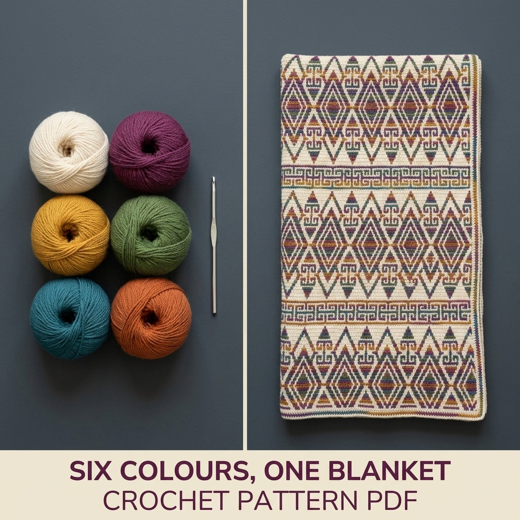 Geometric Mosaic Crochet Afghan Pattern PDF – Multicolour Throw Blanket