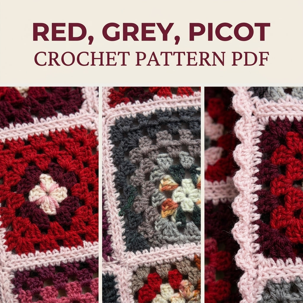 Rose and Grey Granny Square Blanket Crochet Pattern PDF – Scrappy Stash Afghan
