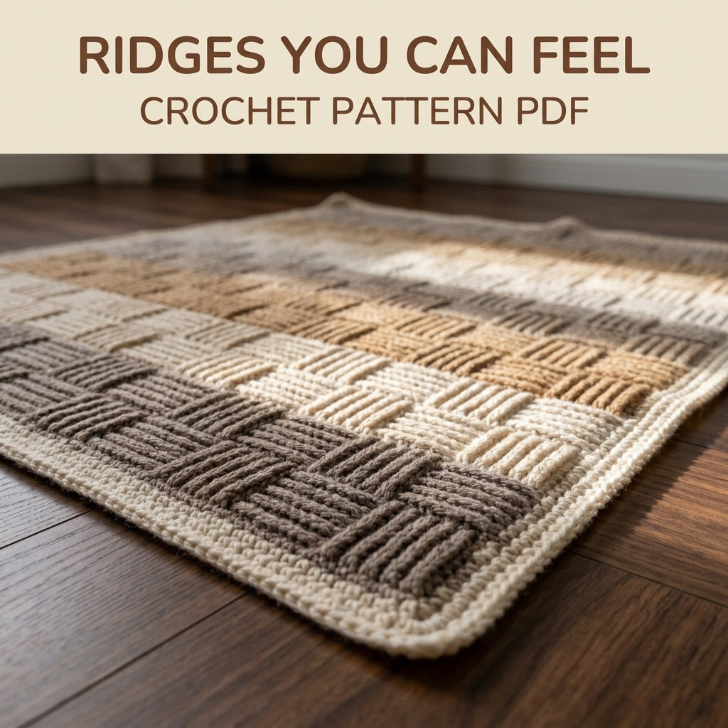 Basketweave Crochet Blanket Pattern PDF – Chunky Woven Texture Throw in Neutral Tones