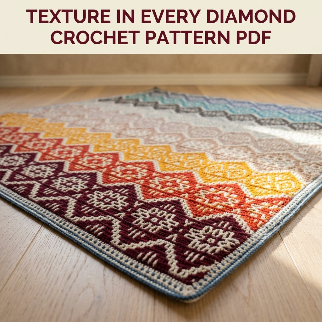 Gradient Mosaic Diamond Blanket Crochet Pattern PDF – Colour Band Mosaic Throw