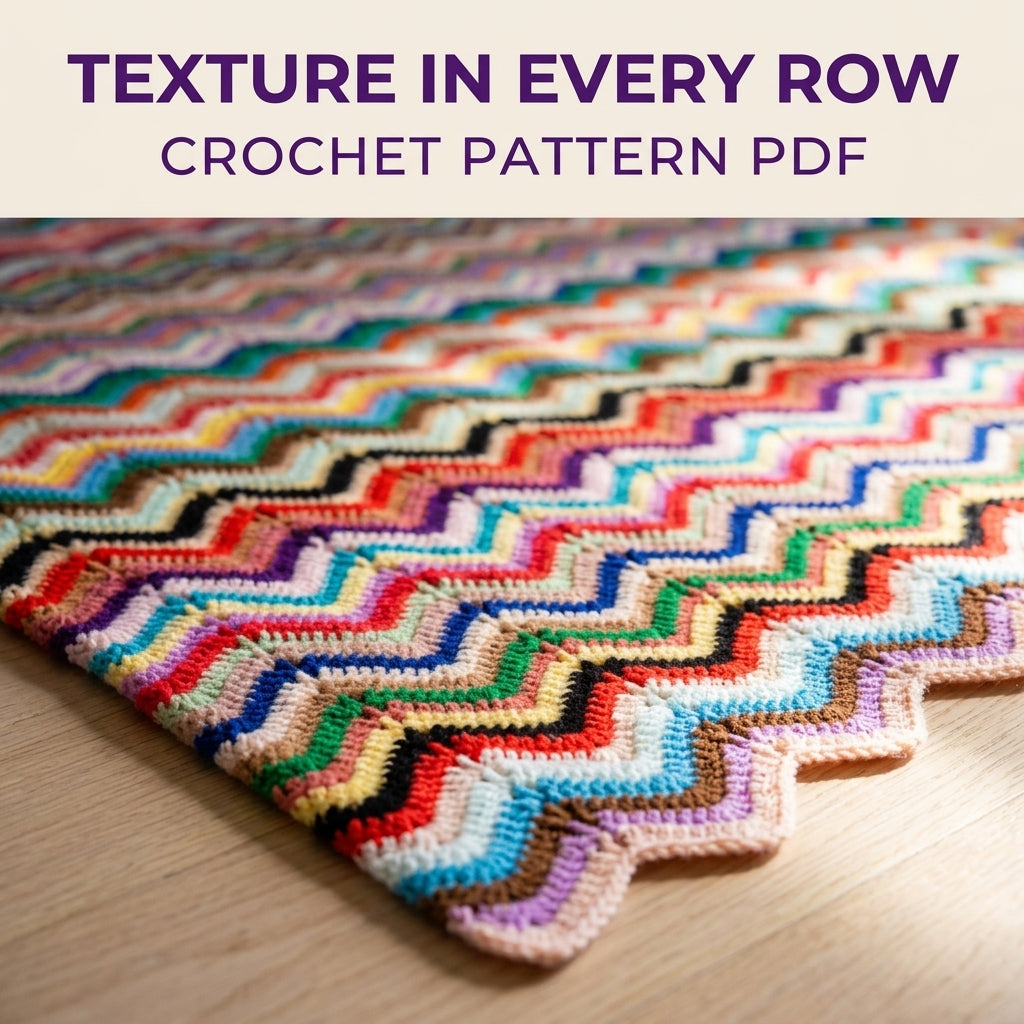 Rainbow Ripple Stripe Blanket Crochet Pattern PDF – Vintage Chevron Afghan