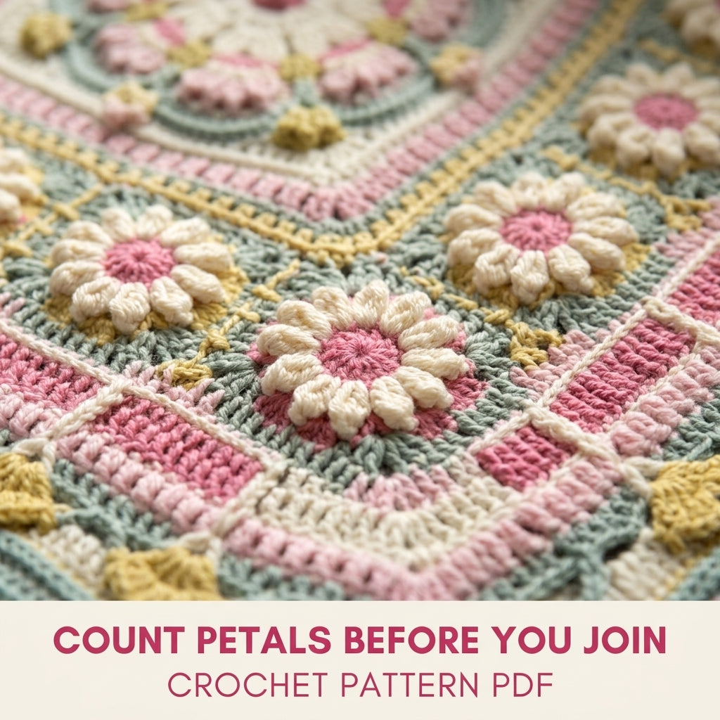 Mint Daisy Mandala Blanket Crochet Pattern PDF – Textured Daisy Square Throw