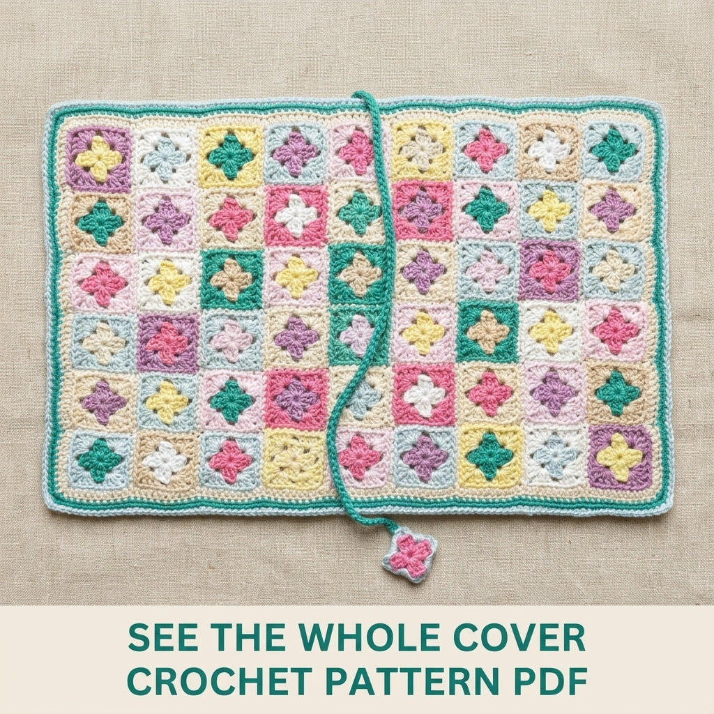 Granny Square Book Cover Crochet Pattern PDF – Book Sleeve with Bookmark