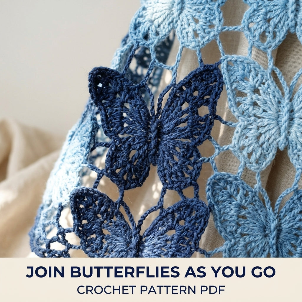 Butterfly Wrap Crochet Pattern PDF – Joined Lace Butterfly Shawl