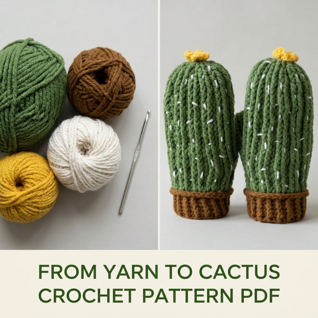 Cactus Mittens Crochet Pattern PDF – Chunky Winter Mittens