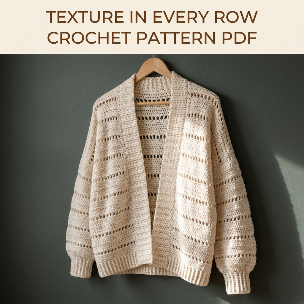 Lace Cocoon Cardigan Crochet Pattern PDF – Oversized Eyelet Cardigan with Ribbed Cuffs