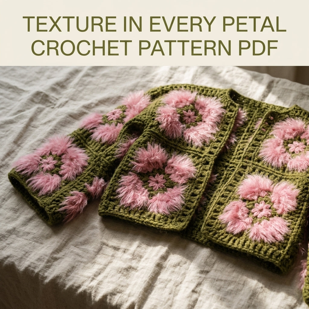 Fluffy Flower Granny Cardigan Crochet Pattern PDF – Boxy Granny Square Jacket