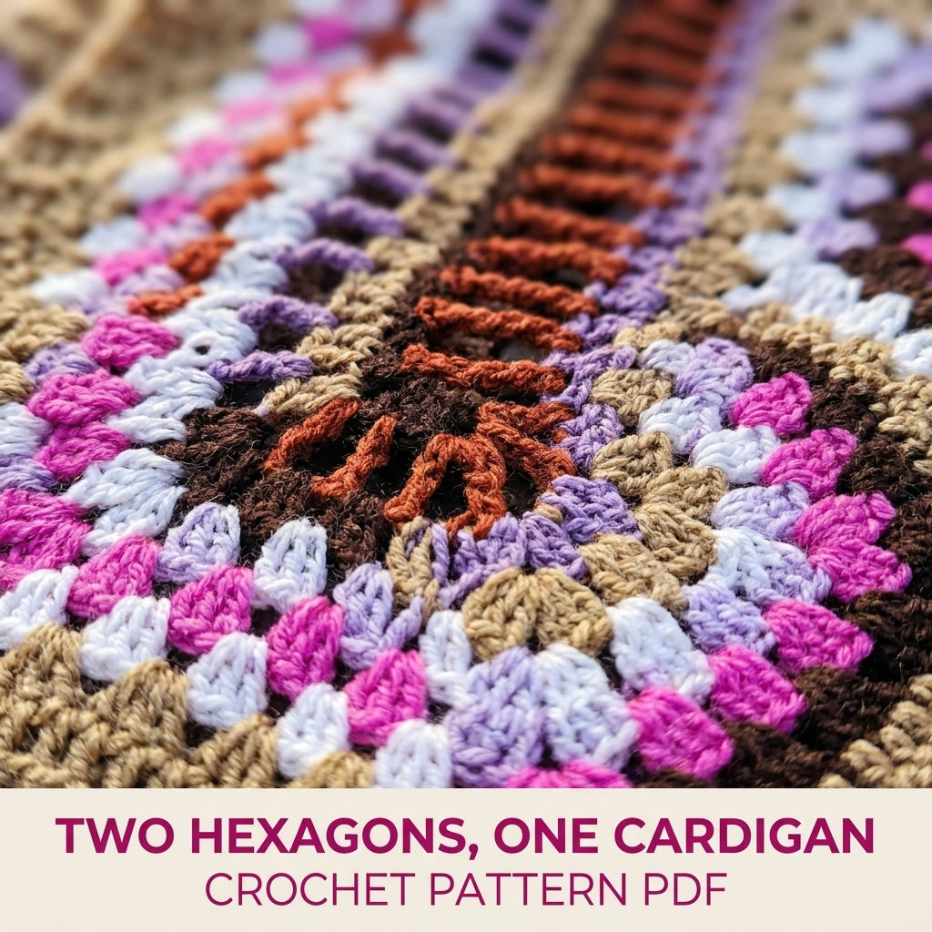 Hexagon Stripe Granny Cardigan Crochet Pattern PDF – Easy Hexagon Cardigan