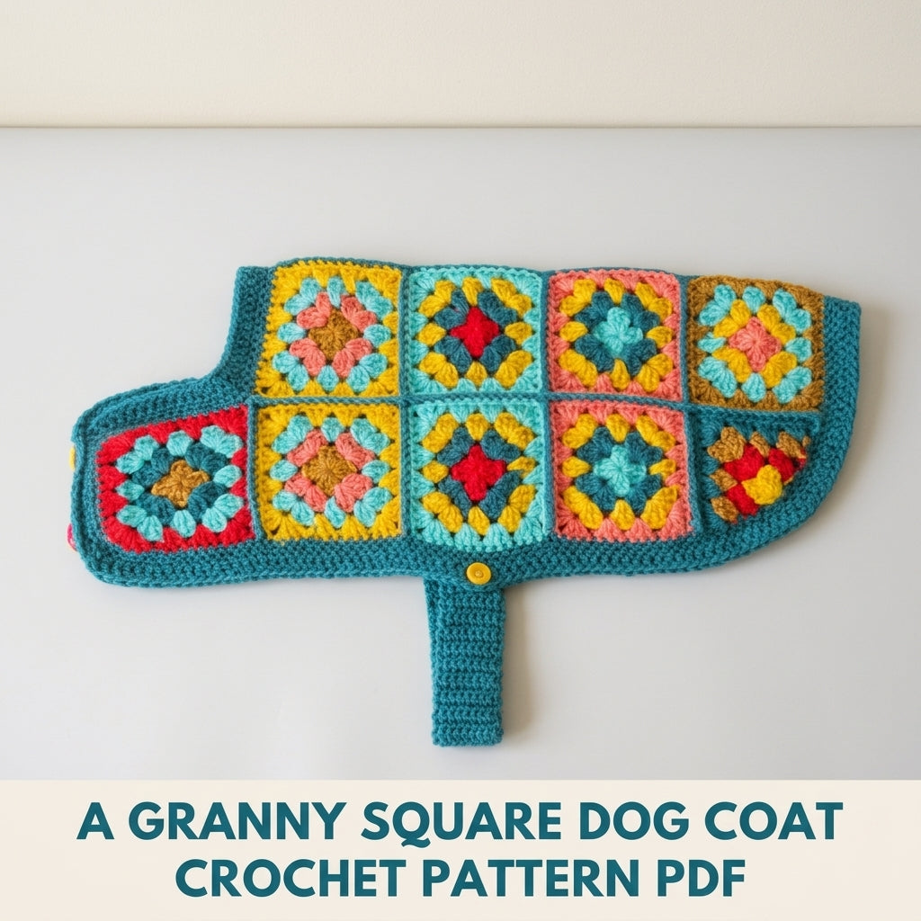 Granny Square Dog Coat Crochet Pattern PDF – Retro Dog Sweater