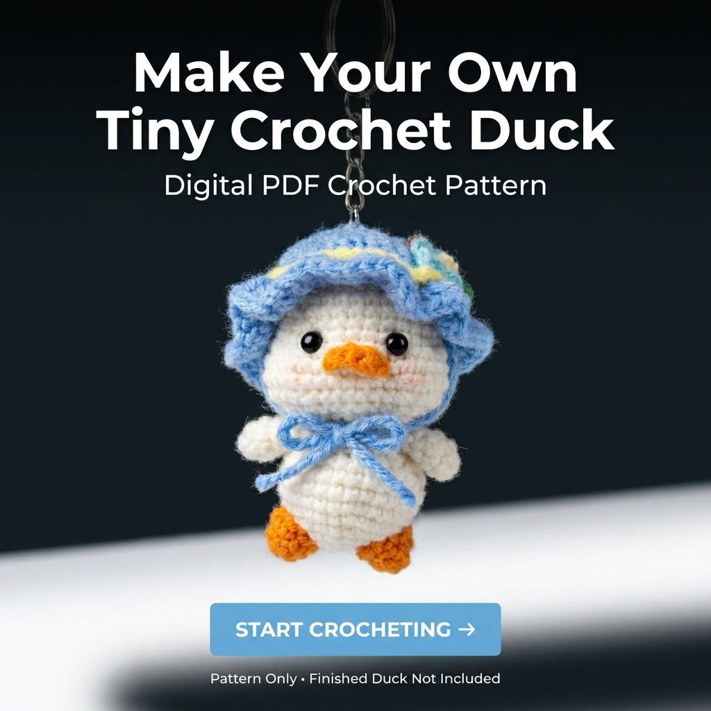 Duck Amigurumi Keychain Crochet Pattern | Mini Duckling with Removable Bonnet Hat | Beginner Amigurumi | PDF Instant Download