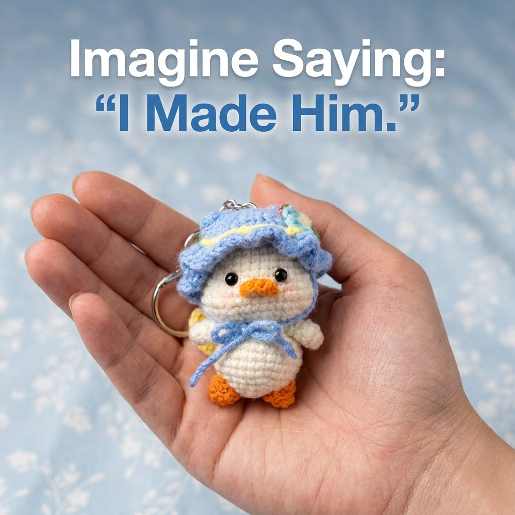 Duck Amigurumi Keychain Crochet Pattern | Mini Duckling with Removable Bonnet Hat | Beginner Amigurumi | PDF Instant Download