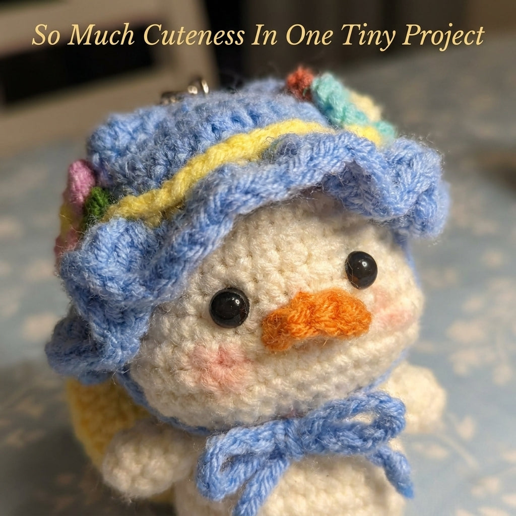 Duck Amigurumi Keychain Crochet Pattern | Mini Duckling with Removable Bonnet Hat | Beginner Amigurumi | PDF Instant Download