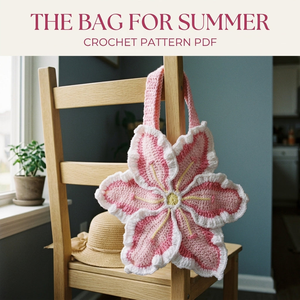 Flower Petal Bag Crochet Pattern PDF – Pink Ruffled Flower Shoulder Bag