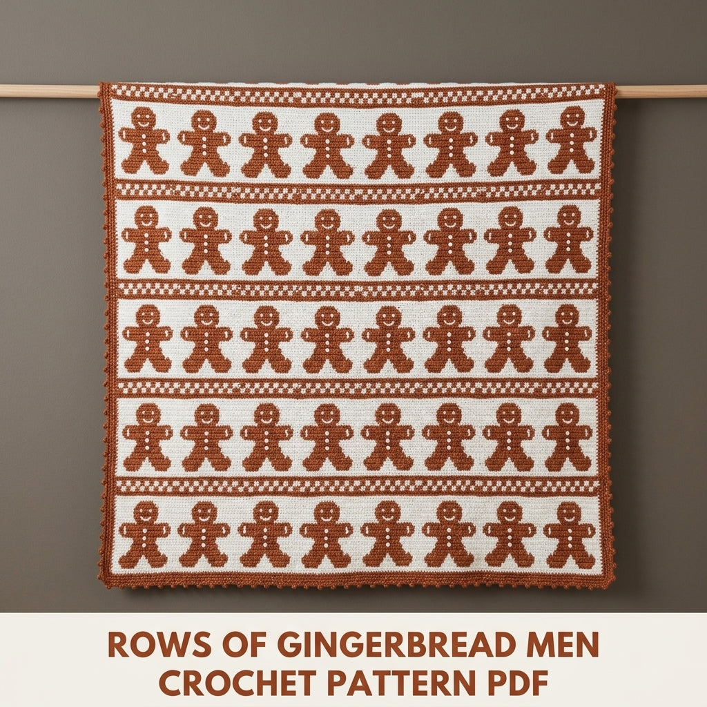 Gingerbread Crochet Blanket Pattern PDF – Christmas Tapestry Crochet Throw in Ginger and White