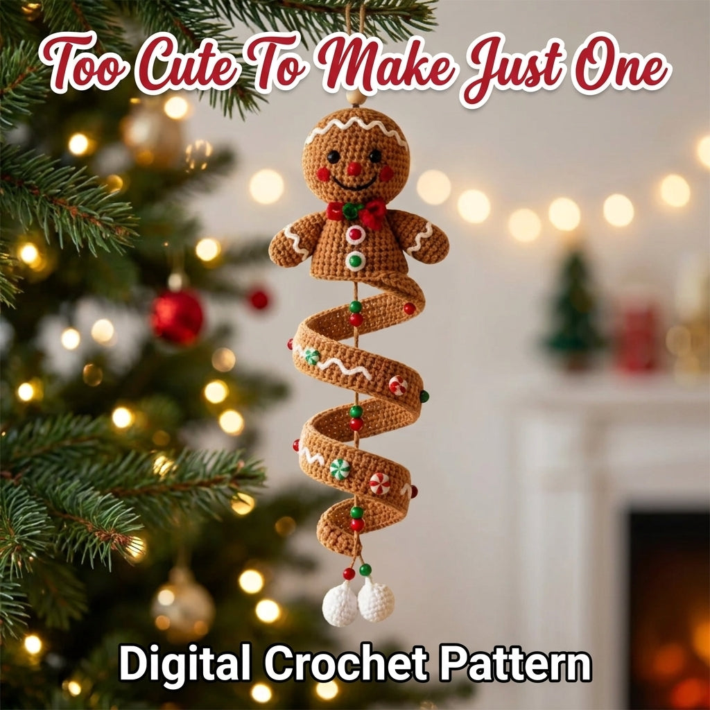 Spiral Christmas Ornament Crochet Pattern — Penguin, Reindeer, Ghost and Gingerbread Man, 4 Patterns in 1, US Terms, PDF Download