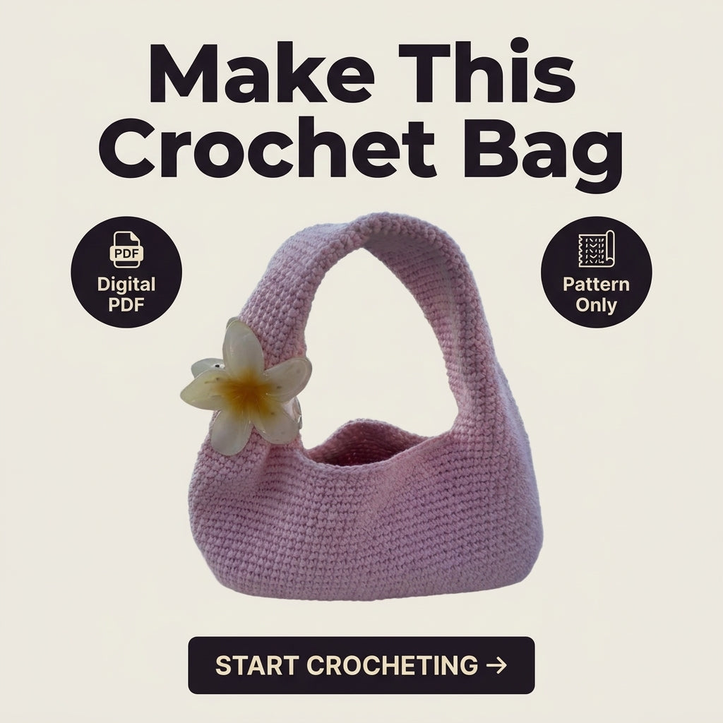 Mini Shoulder Bag Crochet Pattern | Curved Baguette Bag with Chunky Handle | Beginner Crochet Purse | PDF Instant Download