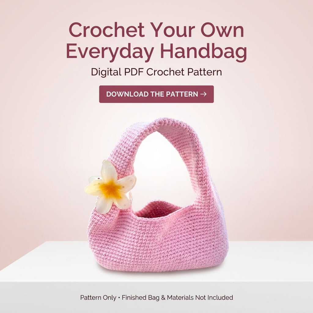 Mini Shoulder Bag Crochet Pattern | Curved Baguette Bag with Chunky Handle | Beginner Crochet Purse | PDF Instant Download
