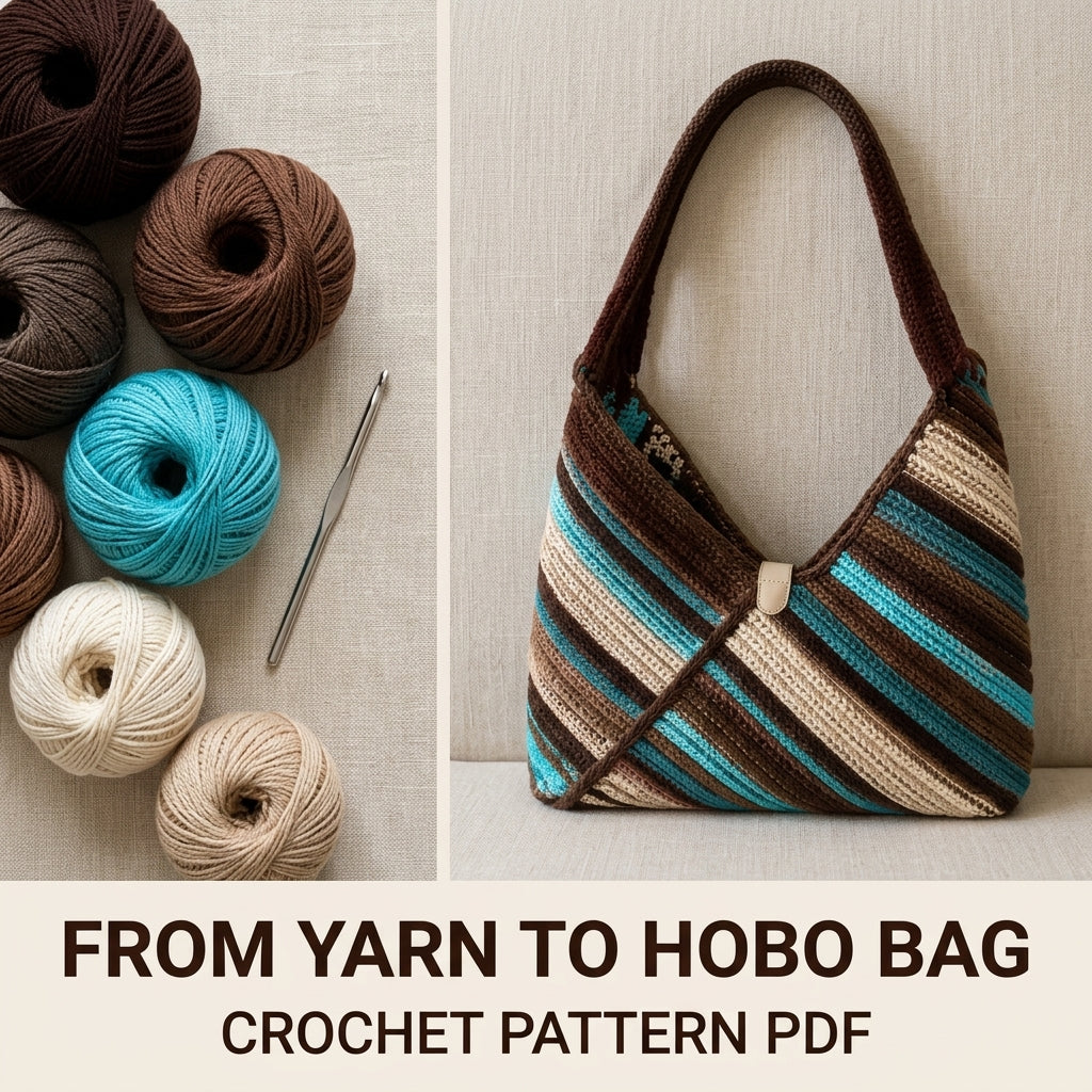 Diagonal Stripe Hobo Bag Crochet Pattern PDF – Diagonal Stripe Shoulder Bag