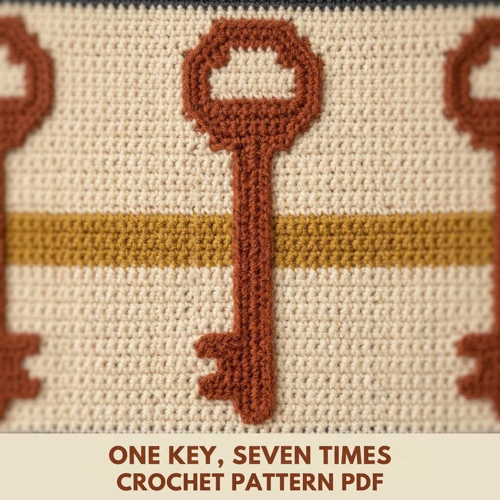 Key Tapestry Crochet Wall Hanging Pattern PDF – Skeleton Keys Colourwork Wall Art