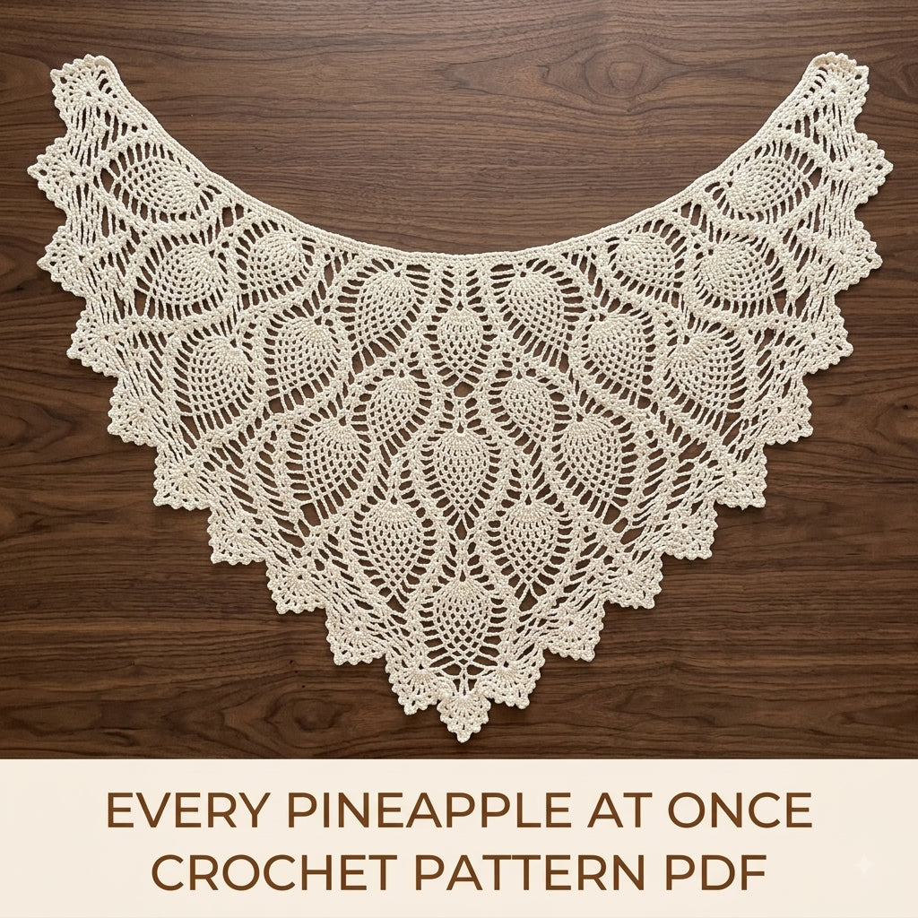 Pineapple Lace Shawl Crochet Pattern PDF – Classic Lace Wrap with Pointed Scalloped Edge